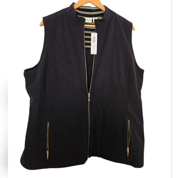 Chico's Jackets & Blazers - NWT Chico's Black and Gold Striped Garment Size 3